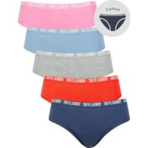 Womens Underwear Zara 9 (5 Pack) Cotton Assorted Briefs in Gray Blue / Poppy Red / Light Grey Marl / Hydrangea Blue / Begonia Pink / M – Tokyo Laundry