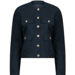 Coats / Jackets Morlich Women’s Stretch Cotton Collarless Denim Jacket in Navy Blazer – Amara Reya / 14 – Tokyo Laundry