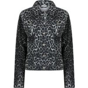 Coats / Jackets Zephyr Women’s Stretch Cotton Denim Jacket in Grey Leopard Print – Amara Reya / 10 – Tokyo Laundry