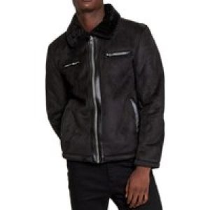 Coats / Jackets Rufus Faux Suede Fur Lined Aviator Jacket in Black / M – Tokyo Laundry