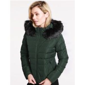 Coats / Jackets Pepper Quilted Hooded Jacket With Detachable Fur Trim In Dark Green / 10 – Tokyo Laundry