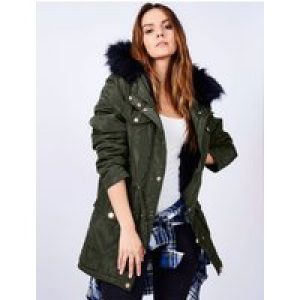 Coats / Jackets Tonya Blue Fur Lined Parka Coat in Khaki / 10 – Tokyo Laundry