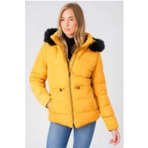 Coats / Jackets Jasmin Quilted Puffer Jacket With Faux Fur Trim Hood In Old Gold / 10 – Tokyo Laundry