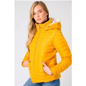 Coats / Jackets Geri Borg Lined Quilted Puffer Coat with Hood In Old Gold / 8 – Tokyo Laundry