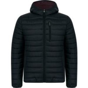 Coats / Jackets Vizzini Quilted Puffer Jacket with Hood in Jet Black / Burgundy / L – Tokyo Laundry