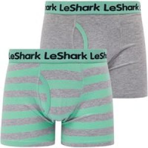 Mens Underwear Breach (2 Pack) Striped Boxer Shorts Set in Dusty Jade Green / Light Grey Marl – Le Shark / L – Tokyo Laundry