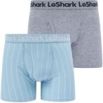 Mens Underwear Stefton (2 Pack) Pinstripe Boxer Shorts Set in Blue Bell / Light Grey Marl – Le Shark / L – Tokyo Laundry