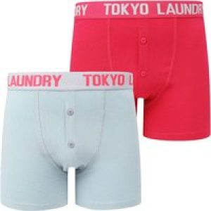 Mens Underwear Edward (2 Pack) Boxer Shorts Set in Blue Fog / Bright Rose / S – Tokyo Laundry