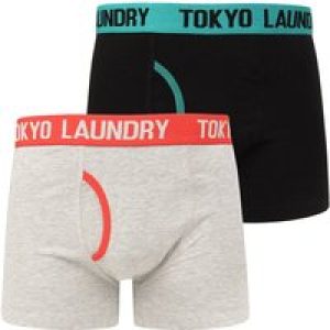 Mens Underwear Nevern 2 (2 Pack) Boxer Shorts Set in River Green / High Risk Red / S – Tokyo Laundry