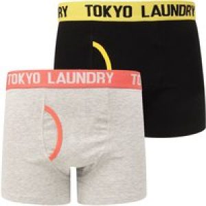 Mens Underwear Nevern 2 (2 Pack) Boxer Shorts Set in Maize Yellow / Hot Coral / S – Tokyo Laundry