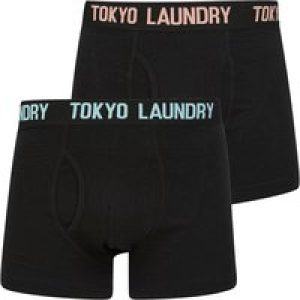 Mens Underwear Spafield (2 Pack) Boxer Shorts Set in Limpet Shell / Peach Amber / S – Tokyo Laundry