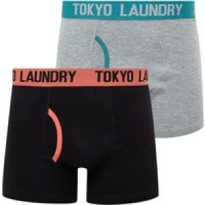 Mens Underwear Spencer (2 Pack) Boxer Shorts Set in Dubarry Coral / Bayou / M – Tokyo Laundry