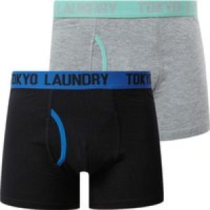 Mens Underwear Spencer (2 Pack) Boxer Shorts Set in Olympian Blue / Dusty Jade Green / M – Tokyo Laundry