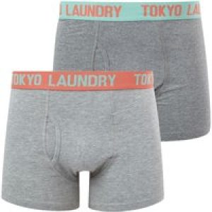 Mens Underwear Starcross (2 Pack) Boxer Shorts Set in Dubarry Coral / Dusty Jade Green / S – Tokyo Laundry