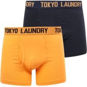 Mens Underwear Snowden (2 Pack) Boxer Shorts Set in Papaya / Sky Captain Navy / S – Tokyo Laundry