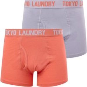 Mens Underwear Snowden (2 Pack) Boxer Shorts Set in Wisteria Lilac / Dubarry Coral / M – Tokyo Laundry