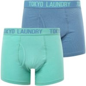 Mens Underwear Snowden (2 Pack) Boxer Shorts Set in Dusty Jade Green / Blue Shadow / S – Tokyo Laundry