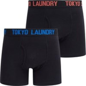 Mens Underwear Sadler (2 Pack) Boxer Shorts Set in Hot Coral / Princess Blue / M – Tokyo Laundry