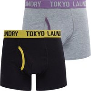 Mens Underwear Sadiki (2 Pack) Boxer Shorts Set in Maize Yellow / Grape Jam / M – Tokyo Laundry