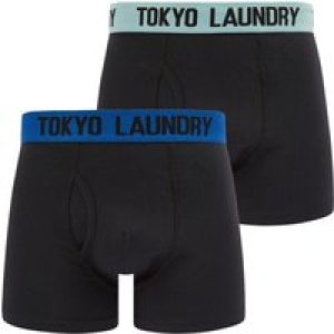 Mens Underwear Trader (2 Pack) Boxer Shorts Set in Limpet Shell Blue / Princess Blue / S – Tokyo Laundry