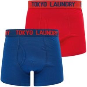 Mens Underwear Tower (2 Pack) Boxer Shorts Set in Limoges Blue / Chinese Red / M – Tokyo Laundry