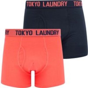 Mens Underwear Lumber (2 Pack) Boxer Shorts Set in Dubarry Coral / Sky Captain Navy / M – Tokyo Laundry