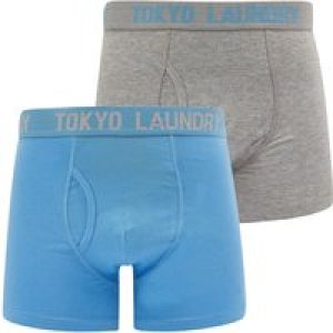 Mens Underwear Tower (2 Pack) Boxer Shorts Set in Azure Blue / Light Grey Marl / S – Tokyo Laundry
