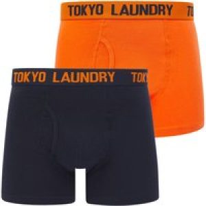 Mens Underwear Tower 2 (2 Pack) Boxer Shorts Set in Carrot / Sky Captain Navy / S – Tokyo Laundry