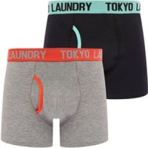 Mens Underwear Tompion (2 Pack) Boxer Shorts Set in Limpet Shell Blue / Hot Coral / S – Tokyo Laundry
