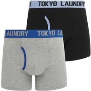 Mens Underwear Abbots (2 Pack) Boxer Shorts Set in Heron Blue / True Blue / S – Tokyo Laundry
