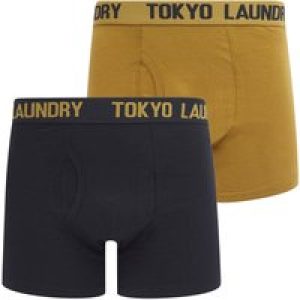 Mens Underwear Hillside (2 Pack) Boxer Shorts Set in Cumin / Sky Captain Navy / S – Tokyo Laundry