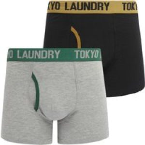Mens Underwear Abbots (2 Pack) Boxer Shorts Set in Cumin / Posy Green / S – Tokyo Laundry