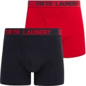 Mens Underwear Hillside (2 Pack) Boxer Shorts Set in Chinese Red / Sky Captain Navy / S – Tokyo Laundry