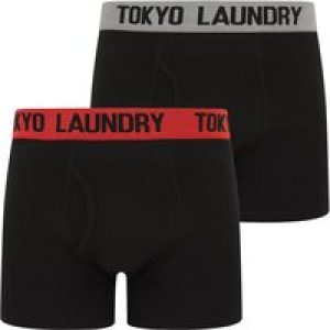 Mens Underwear Marthem 2 (2 Pack) Boxer Shorts Set in Light Grey Marl / Poppy Red / L – Tokyo Laundry
