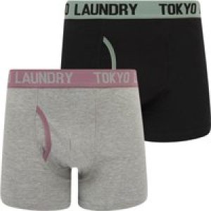 Mens Underwear Abbots 2 (2 Pack) Boxer Shorts Set in Chinois Green / Grapeade / L – Tokyo Laundry