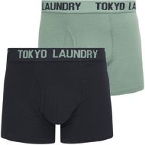 Mens Underwear Hillside 2 (2 Pack) Boxer Shorts Set in Chinois Green / Sky Captain Navy / S – Tokyo Laundry