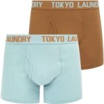Mens Underwear Hillside 2 (2 Pack) Boxer Shorts Set in Thrush Brown / Forget Me Not Blue / L – Tokyo Laundry