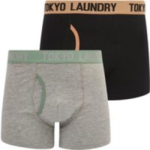 Mens Underwear Abbots 3 (2 Pack) Boxer Shorts Set in Cork / Chinois Green / L – Tokyo Laundry