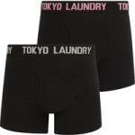 Mens Underwear Walkers 3 (2 Pack) Boxer Shorts Set in Sachet Pink / Jet Stream / L – Tokyo Laundry