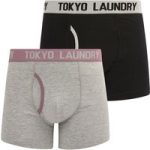Mens Underwear Abbots 3 (2 Pack) Boxer Shorts Set in Light Grey Marl / Grapeade / S – Tokyo Laundry