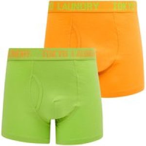 Mens Underwear Etton (2 Pack) Boxer Shorts Set in Mock Orange / Opaline Green / L – Tokyo Laundry