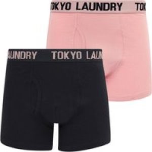 Mens Underwear Etton (2 Pack) Boxer Shorts Set in Pink Nectar / Sky Captain Navy / L – Tokyo Laundry
