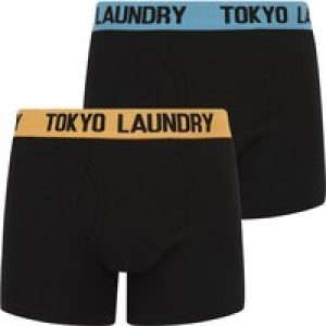 Mens Underwear Cribs (2 Pack) Boxer Shorts Set in Blissful Blue / Mock Orange / L – Tokyo Laundry