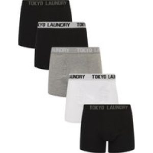 Mens Underwear Jax (5 Pack) Cotton Boxer Shorts Set in Black / Grey / White / L – Tokyo Laundry