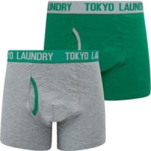 Mens Underwear Westhorpe (2 Pack) Boxer Shorts Set in Light Grey Marl / Bosphorus Green / L – Tokyo Laundry