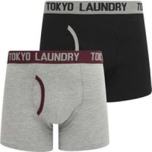 Mens Underwear Abbots (2 Pack) Boxer Shorts Set in Light Grey Marl / Fig / S – Tokyo Laundry