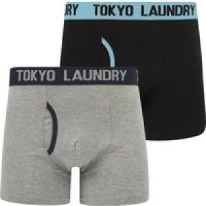 Mens Underwear Wilton (2 Pack) Boxer Shorts Set in Blue Bell / Sky Captain Navy / L – Tokyo Laundry