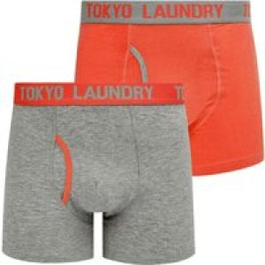 Mens Underwear Whitehead (2 Pack) Boxer Shorts Set in Cayenne / Light Grey Marl / L – Tokyo Laundry
