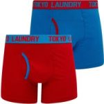 Mens Underwear Kyro (2 Pack) Boxer Shorts Set in Jester Red / Nebulas Blue / M – Tokyo Laundry