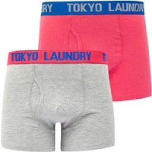 Mens Underwear Foss (2 Pack) Boxer Shorts Set in Pink Marl / Light Grey Marl / S – Tokyo Laundry
